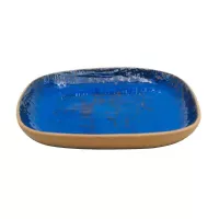 Plato de Ceramica Cuadrado Coupe de 19 Centimetros de Color Azul RUSTIC 20761-B 2