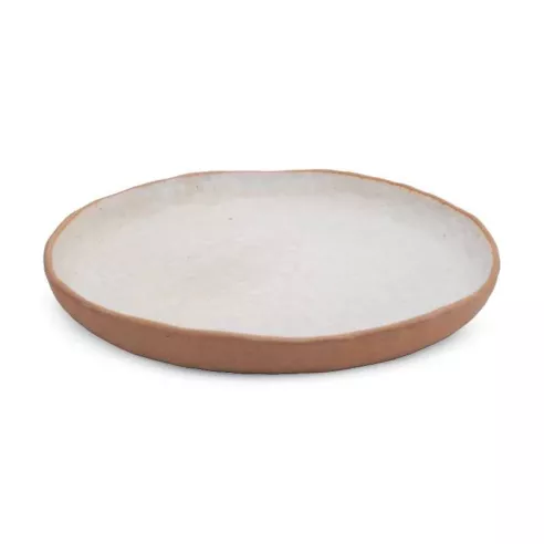 Plato de Ceramica Redondo de 26 Centimetros de Color Blanco RUSTIC 20724-W