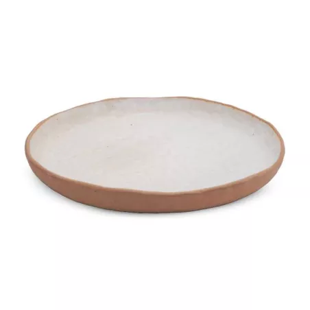 Plato de Ceramica Redondo de 26 Centimetros de Color Blanco RUSTIC 20724-W