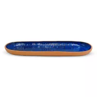 Plato de Ceramica Ovalado Coupe de 25.5 x 9.5 Centimetros de Color Azul RUSTIC 20764-B 2