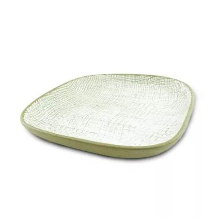 Plato de Ceramica Cuadrado Coupe de 15 Centimetros de Color Blanco RUSTIC 20760-W