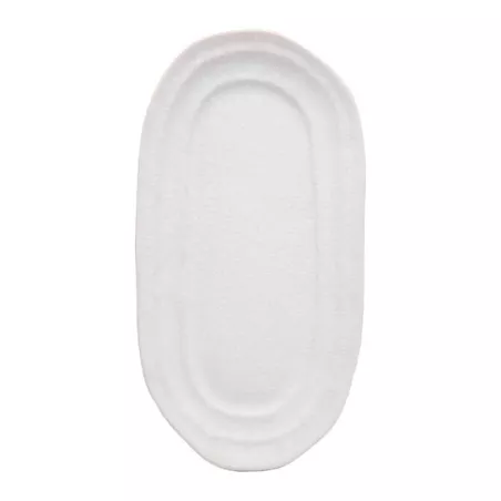 Plato de Ceramica Ovalado de 25.8 x 15 Centimetros de Color Blanco RUSTIC 20578