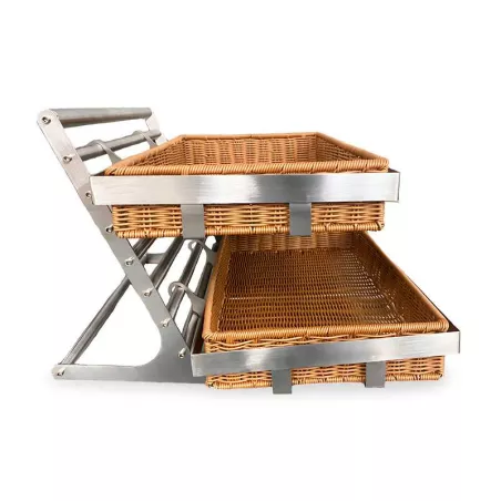 Rack Exhibidor de Metal de 2 Niveles con Canastas de Mimbre de 53 x 45 x 37 Centimetros MASTER CHEF 1129C