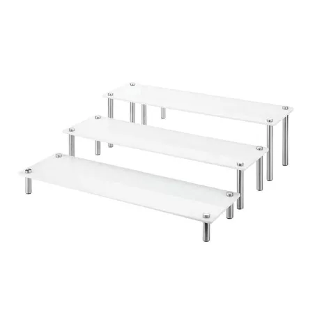Base Exhibidora Acrilica con 3 Niveles de 48 x 15 x 6 Centimetros de Color Blanco MASTER CHEF 1040W
