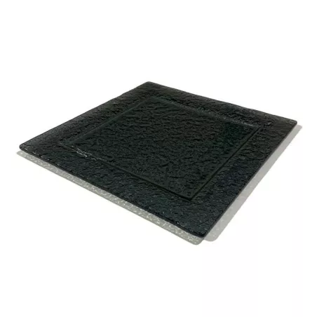 Base Exhibidora de Vidrio de Forma Cuadrada Concava de Color Gris de 39 x 39 Centimetros MASTER CHEF VC-39BL