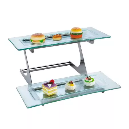 Base Exhibidora de Vidrio de 2 Niveles de 45 x 39.5 x 24 Centimetros MASTER CHEF 1091-2