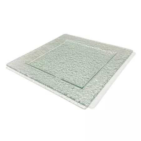 Base Exhibidora de Vidrio de Forma Cuadrada Concava de Color Verde de 39 x 39 Centimetros MASTER CHEF VC-39CL