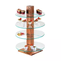 Base Display de Madera y Vidrio Redonda con 4 Niveles de 48 x 80 Centimetros MASTER CHEF 6200