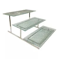 Base Exhibidora de Vidrio Rectangular de 3 Niveles de 45 x 52 x 25 Centimetros MASTER CHEF 1093
