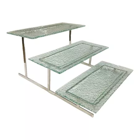 Base Exhibidora de Vidrio Rectangular de 3 Niveles de 45 x 52 x 25 Centimetros MASTER CHEF 1093