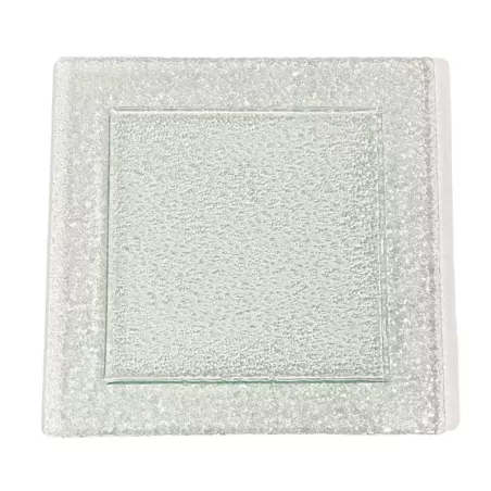 Base Exhibidora de Vidrio de Forma Cuadrada Concava de Color Verde de 39 x 39 Centimetros MASTER CHEF VC-39CL