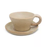 Taza y Plato de Ceramica, Set de 2 Unidades RUSTIC S1602-W