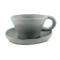 Taza y Plato de Ceramica, Set de 2 Unidades RUSTIC S1602-G