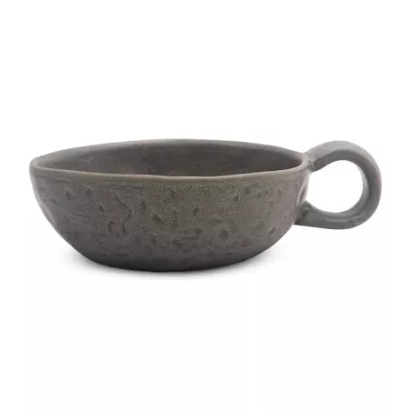Bowl de Ceramica Ovalado de Color Gris de 18 x 14 x 3 Centimetros RUSTIC S1603-G