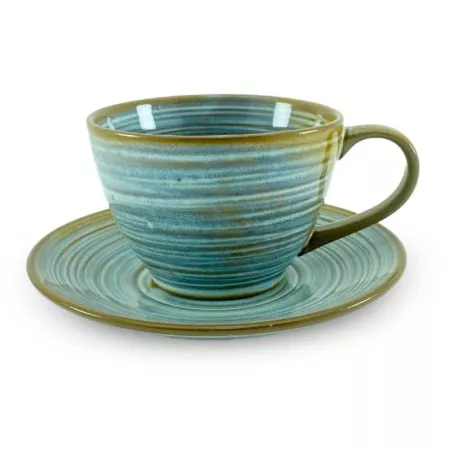Taza y Plato de Ceramica, Set de 2 Unidades RUSTIC 22355-W