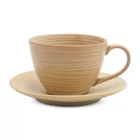 Taza y Plato de Ceramica Color Bronce, Set de 2 Unidades RUSTIC 22355-BZ