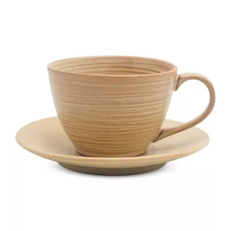 Taza y Plato de Ceramica Color Bronce, Set de 2 Unidades RUSTIC 22355-BZ