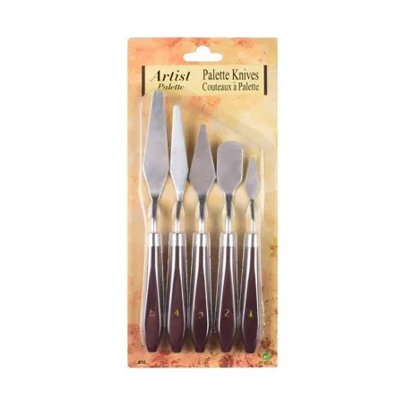 Espatulas de Acero Inoxidable Decorativas con Mango de Madera, Set de 5 Unidades MASTER CHEF 0761079