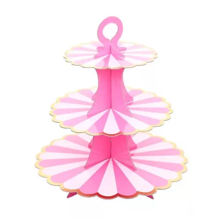 Base de Display para Cupcakes de Carton de 3 Niveles de Color Rosado MASTER CHEF 0761085