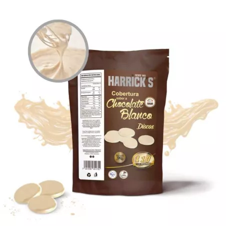 Cobertura de Chocolate Blanco 110 en Forma de DIscos de 1000 Gramos HARRICK´S 02140203281