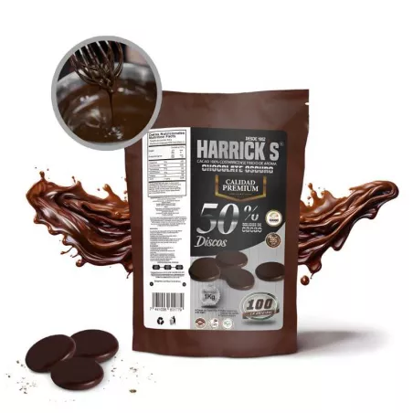 Cobertura de ChocolateOscuro 121 en Forma de Disco de 1000 Gramos HARRICK´S 02140203284