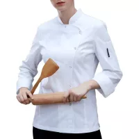 Gabacha de Manga Larga para Chef de Mujer de Color Blanco Talla M CHECKEDOUT CW114C0200A1-M