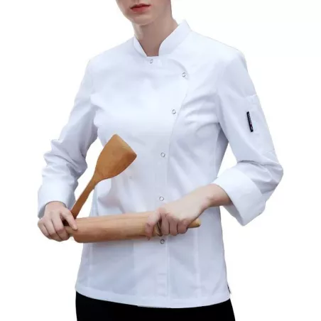 Gabacha de Manga Larga para Chef de Mujer de Color Blanco Talla L CHECKEDOUT CW114C0200A1-L