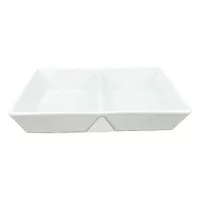 Plato de Ceramica de 2 Compartimientos de 29 x 18 x 6 Centimetros de Color Blanco BELLARTE LDK-G488