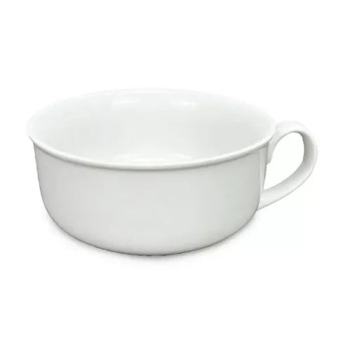 Bowl Sopero de Ceramica con una Agarradera de 18.5 x 15 x 7 Centimetros de Color Blanco BELLARTE LDK-G507