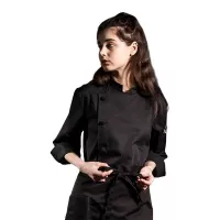 Gabacha de Manga de 3/4 con Botones para Chef de Color Negro Talla XXL CHECKEDOUT CU1116Z0200F-2XL