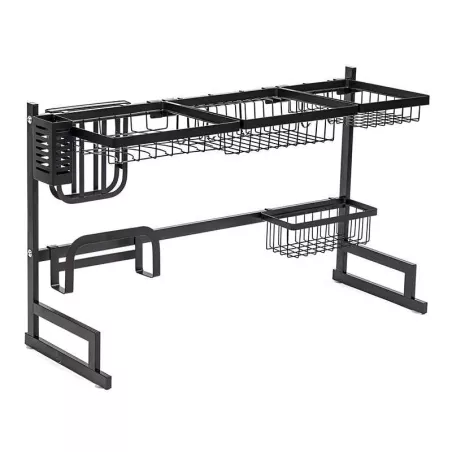 Escurridor de Platos de 2 Niveles de 85 x 22 x 52 Centimetros de Color Negro TIPS HP93-094