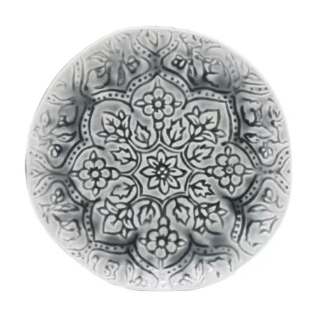 Plato Redondo de Ceramica 21.5 Centimetros Mandalas Negro BELLARTE LDX-P00097