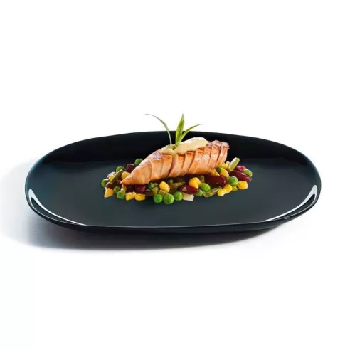 Plato de Vidrio Ovalado Evolutions de 28 x 23 Centimetros de Color Negro ARC P1137