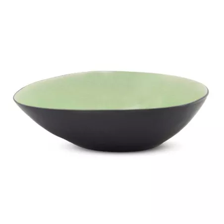Bowl Ovalado de Ceramica 20 x 17 x 5.5 Centimetros Negro con Verde BELLARTE LDX-W00033