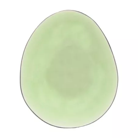 Bowl Ovalado de Ceramica 20 x 17 x 5.5 Centimetros Negro con Verde BELLARTE LDX-W00033