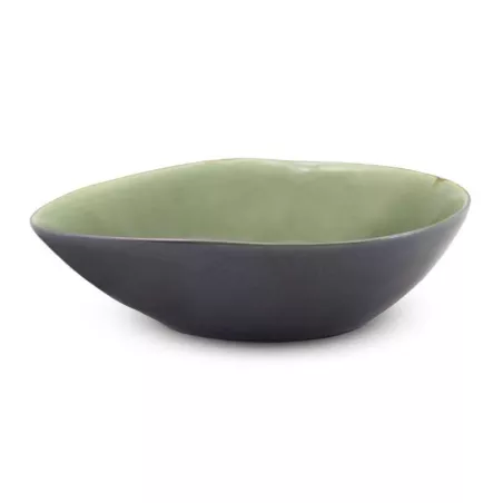 Bowl Ovalado de Ceramica 20 x 17 x 5.5 Centimetros Negro con Verde BELLARTE LDX-W00175