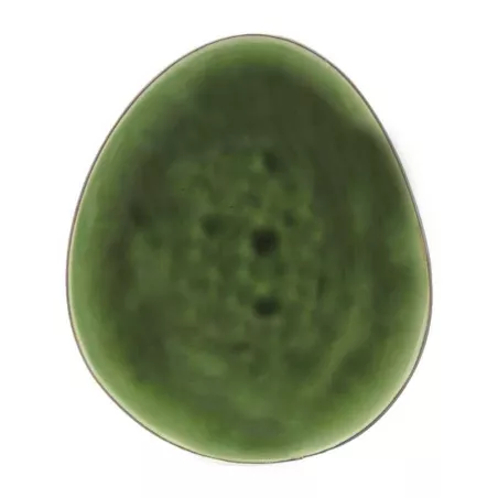 Bowl Ovalado de Ceramica 20 x 17 x 5.5 Centimetros Negro con Verde BELLARTE LDX-W00175