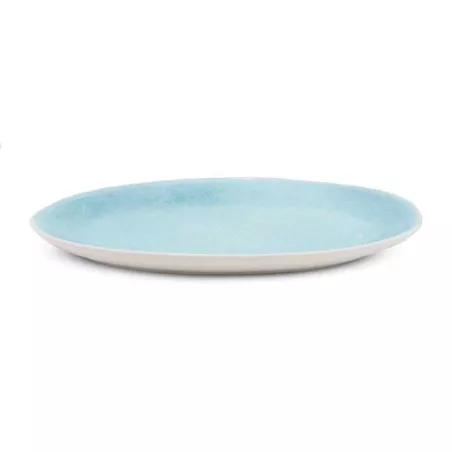 Plato Ovalado de Ceramica de 29.5 x 18 Centimetros de Color Celeste BELLARTE LDX-P00640