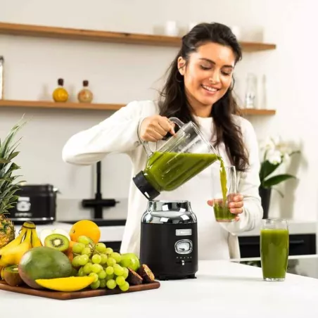 Licuadora de Acero Inoxidable de 3 Velocidades con Frasco de Vidrio para 1.5 Litros Color Negro WESTINGHOUSE WKBE221BK