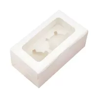 Caja Porta Cupcake de 2 Cavidades 16 x 9 x 7.5 Centimetros Blanco MASTER CHEF 0761103