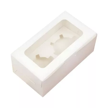Caja Porta Cupcake de 2 Cavidades 16 x 9 x 7.5 Centimetros Blanco MASTER CHEF 0761103