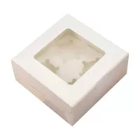 Caja Porta Cupcake de 4 Cavidades 16 x 16 x 7.5 Centimetros Blanco MASTER CHEF 0761104
