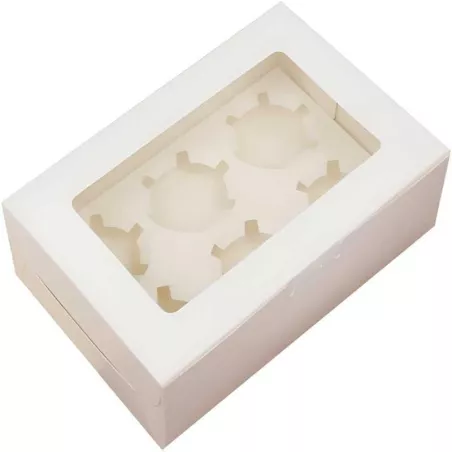 Caja Porta Cupcake de 6 Cavidades 23.5 x 15.5 x 7.5 Centimetros Blanco MASTER CHEF 0761105