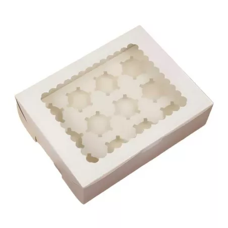 Caja Porta Cupcake de 12 Cavidades 32.5 x 25 x 9 Centimetros Blanco MASTER CHEF 0761106