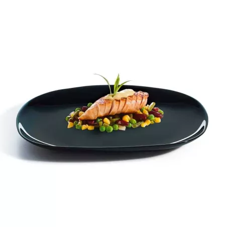 Plato de Vidrio Ovalado Evolutions de 28 x 23 Centimetros de Color Negro ARC P1137
