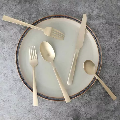 Juego de Cubiertos Earlston de Acero Inoxidable Dorado Mate, Set de 20 Piezas GIBSON 138514.20