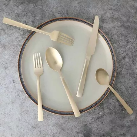 Juego de Cubiertos Earlston de Acero Inoxidable Dorado Mate, Set de 20 Piezas GIBSON 138514.20