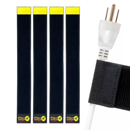 Correa para Almacenamiento de 9 Pulgadas de Color Negro, Set de 4 Unidades WRAP-IT 704-SE-09B