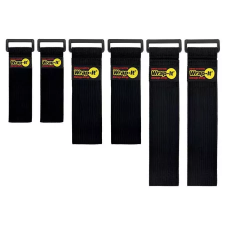 Correa de Almacenamiento Elasticas de 9, 12 y 18 Pulgadas de Color Negro, Set de 6 Unidades WRAP-IT 706-928B
