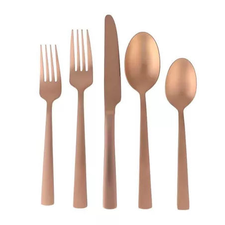 Juego de Cubiertos Earlston de Acero Inoxidable Dorado Rosa Mate, Set de 20 Piezas GIBSON 138515.20